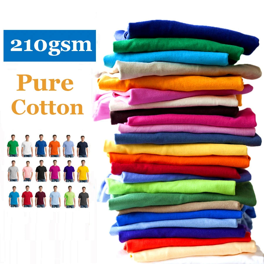 210gsm Custom logo High Quality 100% Cotton Round Collar T-shirt Short Sleeve Clothes Work Clothes Advertising Shirt T-shirts