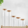 Direct Sale High Borosilicate Transparent Glass Tube Bottle with Roll-on Cork and Wooden/Bamboo Lid for Lab Tests