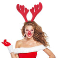Christmas Reindeer Antler Headband with LED Light Flashing Red Reindeer Nose for Party Concerts Popular Decorations