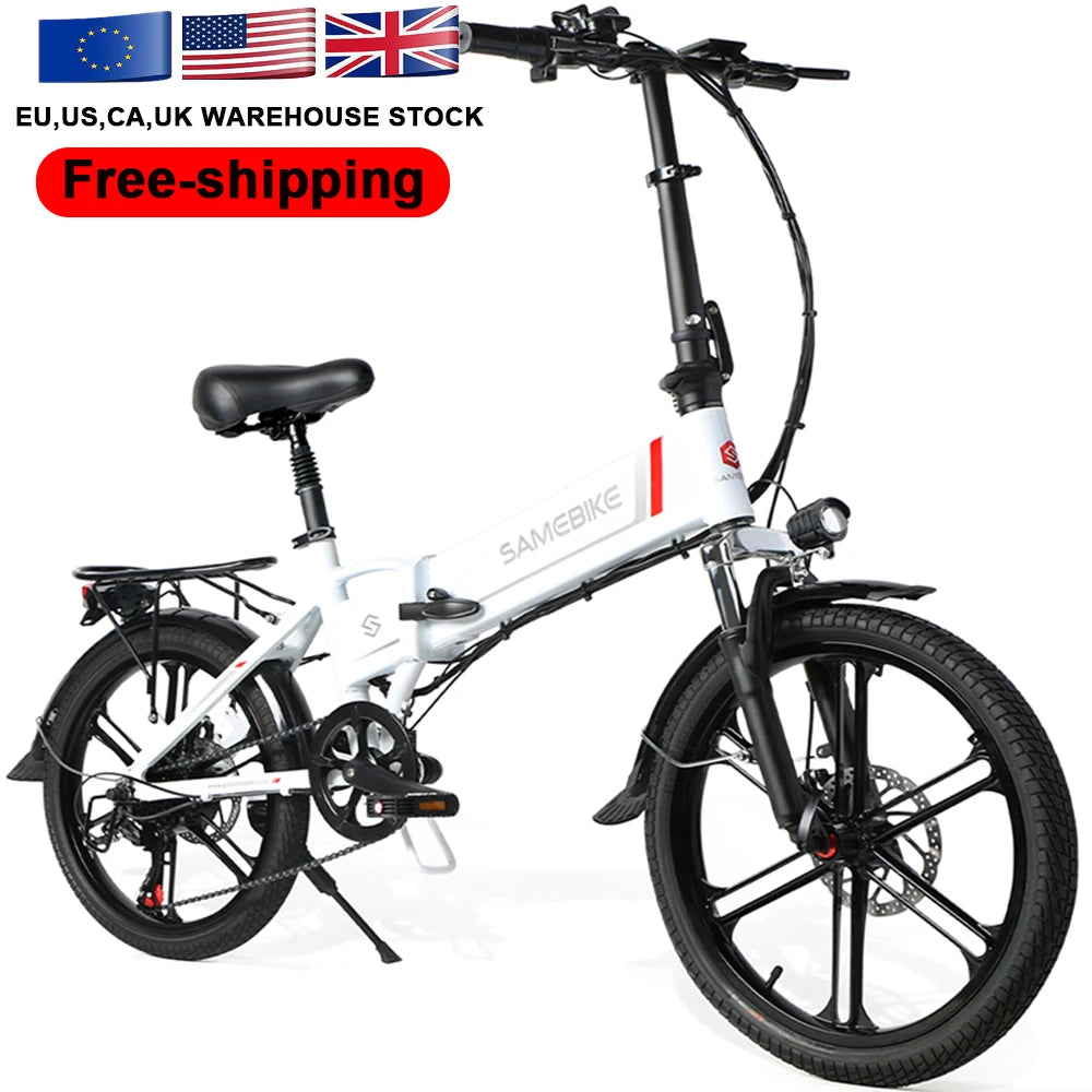 SAMEBIKE 20LVXD30-II UK Stock 350W 48V 10.4AH Lithium Battery Rear Hub Motor Aluminum Alloy Frame Foldable Woman Electric Bike