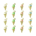 3D Enamel Ice Cream Cone Charms Golden Summer Ice Food Charms Sweet Dessert Charms for Jewelry Making Crafts