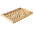 Custom Wholesale Pine Wood Rectangle Natural Black Weaving Tray for Home Decor