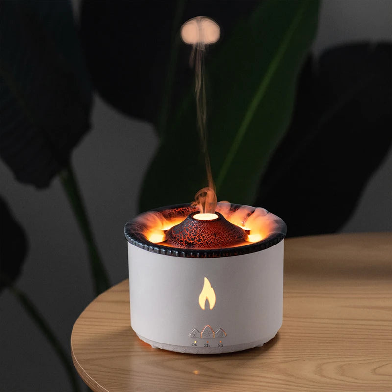 New Creative Flame Aromatherapy Diffuser 360ml Fire Volcano Jellyfish Essential Oil Diffusers DC24V Ultrasonic Air Humidifier
