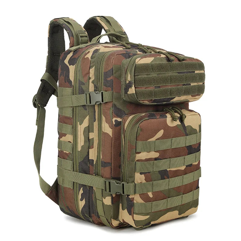 Large Capacity 40L Waterproof Camouflage Sports Outdoor Backpack 600D Oxford Fabric Tactical Zipper Closure Unisex