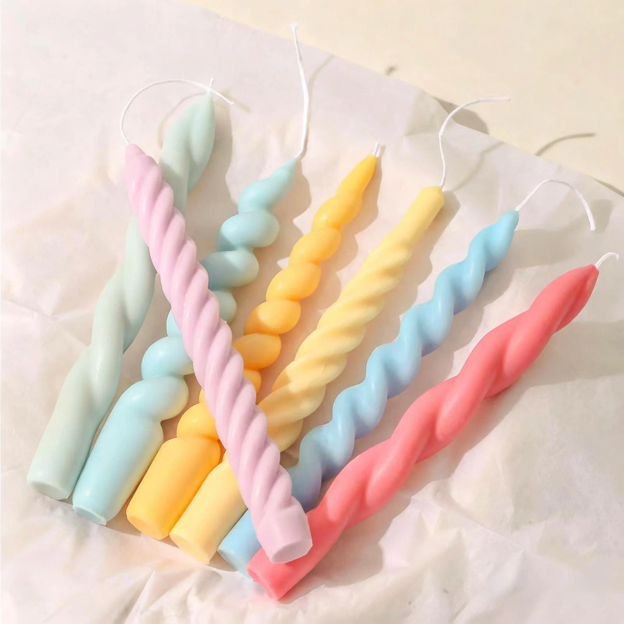 DIY Romantic Wedding Birthday Candlelight Dinner Church Eco-Friendly Silicone Spiral Twist Swirl Volute Taper Candle Molds
