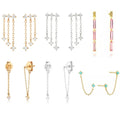 Unique 925 Sterling Silver Pink Square Zircon Tassel Earring Geometric Personalized Earring for Women Wholesale