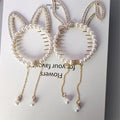Rabbit Tassel Ponytail Barrette for Women Cute Hairpin on the Back of the Head Crystal Rhinestone Pearl Hair Clip