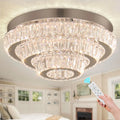 Dimmable Modern K9 Crystal Ceiling Chandelier 3-Color Indoor Crystal Pendant Light Fixture Round  Home Art Decor for Room Use