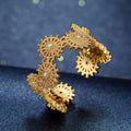 French Retro Gold Plated Elegant Exquisite Adjustable Zircon Inlaid Sunflower Ring Niche Design Wholesale