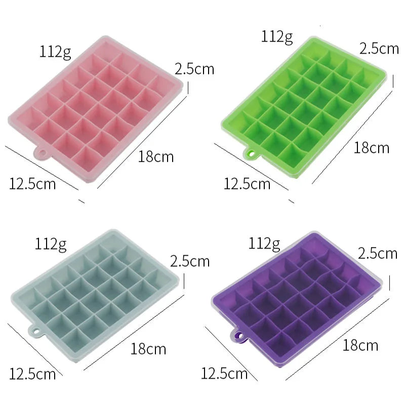 2026 Food Grade Eco-friendly 15 24 Holes Silicone Ice Cube Tray Mold Square Shape with Lids