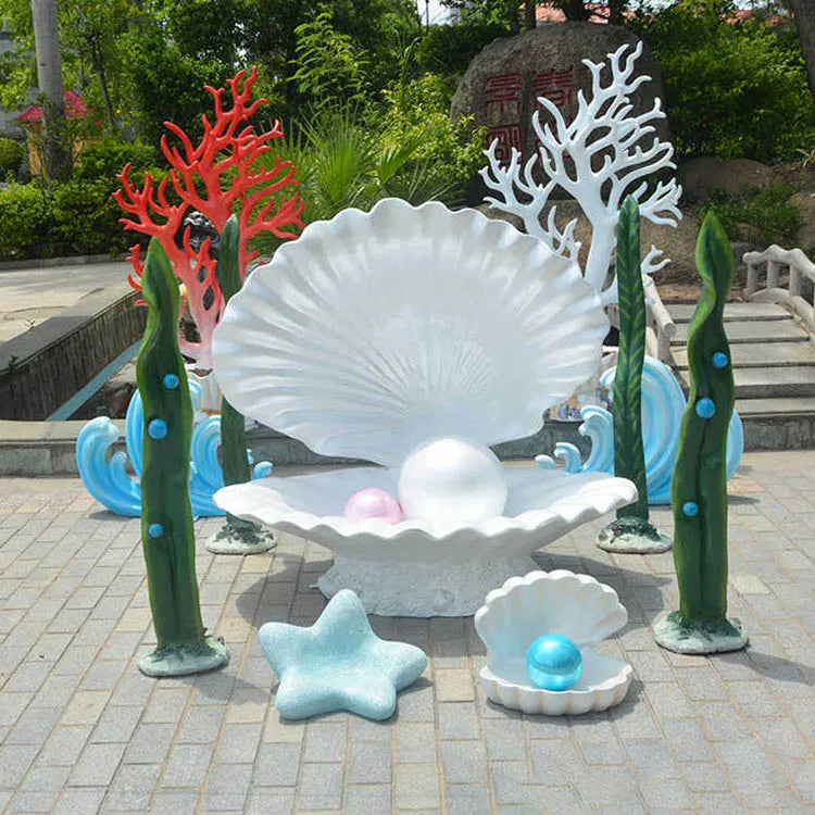 Home Decor Resin Crafts Creative Giant Sea Shell Statue Life Size Resin Ocean Party Sea Shell Decoration