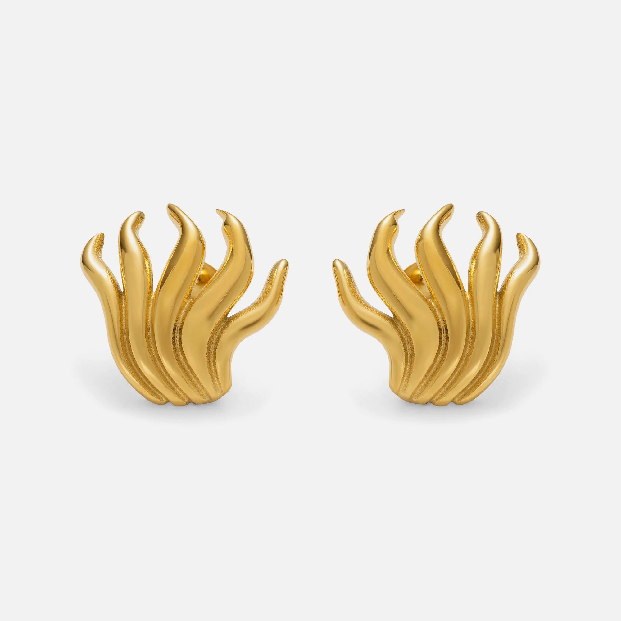 Dazan NEW Winter INS HOT 18k Gold Plated Hypoallergenic Stainless Steel Vintage Gothic Medieval Irregular Flame Potted Earrings