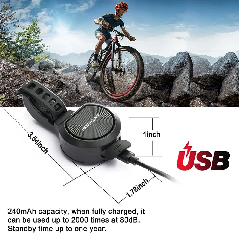 Superbsail MTB Mountain Road Bike Electronic Horn USB 3-Gear E-Scooter Bicycle Handlebar Anti Theft Alarm Ring Bell Accessories