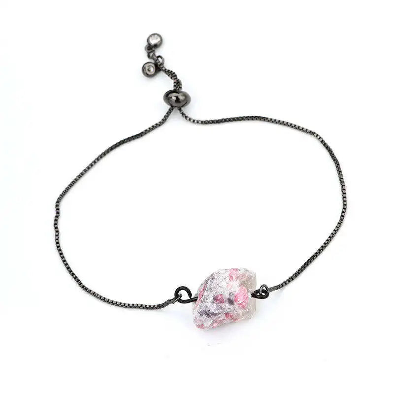 Factory Direct Sales Irregular Crystal Stone Adjustable Gem Black Chain Bracelet for Holiday Gift