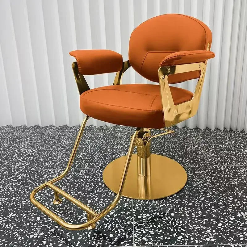 Modern Golden Frame and Base Hairdressing Styling Chair for Salon Beauty Chairs Lady Makeup Chairs