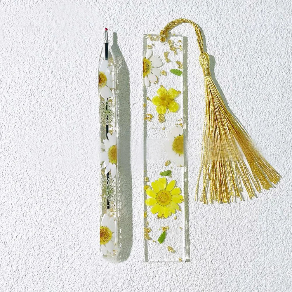 Handmade Dried Flower Resin Bookmarks and Pen Personalized Shimmer Resin Gift for  Student Teacher