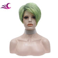 Celebrity Wholesale Popular Synthetic Ash Green Color Short Pixie Cut Fiber Synthetic Wigs
