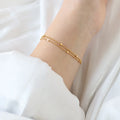 Delicate Layered Stainless Steel Simple Basic Base Jewelry Double Layer Satellite Chain Beaded Bracelet Women