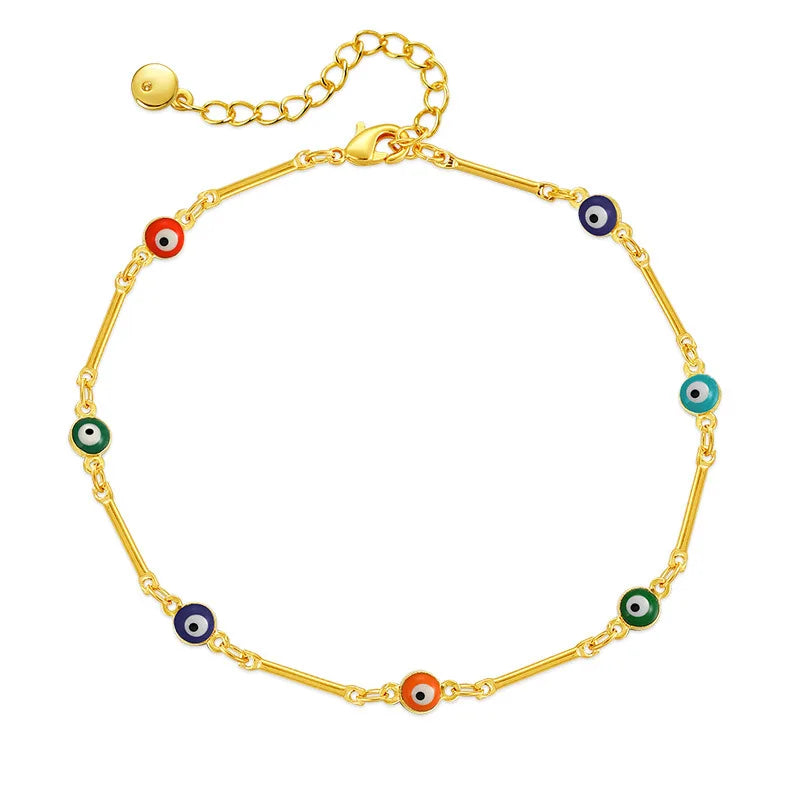 New Styles Foot Chain Anklet for Beach Jewelry Delicate Brass Turkish Eye Anklets