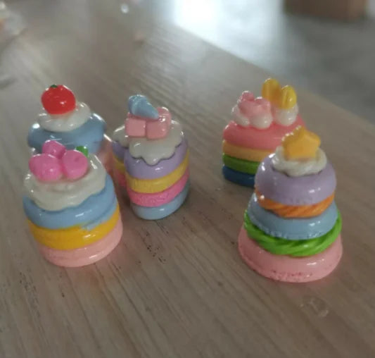 3D Rainbow Cake Resin Adorable Miniature Cakes Resin Cabochons for Phone Decoration Crafts Making