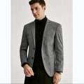 Men's Plaid Wool Suit Jacket New Youth Classic Lapel Collar Suit