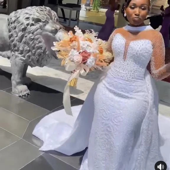S991A 2026 New Fish Tail Main Wedding Ball Gown Bridal Supe Beads Same As Video Customize Beads Wedding Evening Party Dress