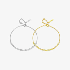 FUAMAY Minimalist 925 Sterling Silver Charm Bracelet 18K Gold Plated Simple Bezel Zircon Bracelet Breloque
