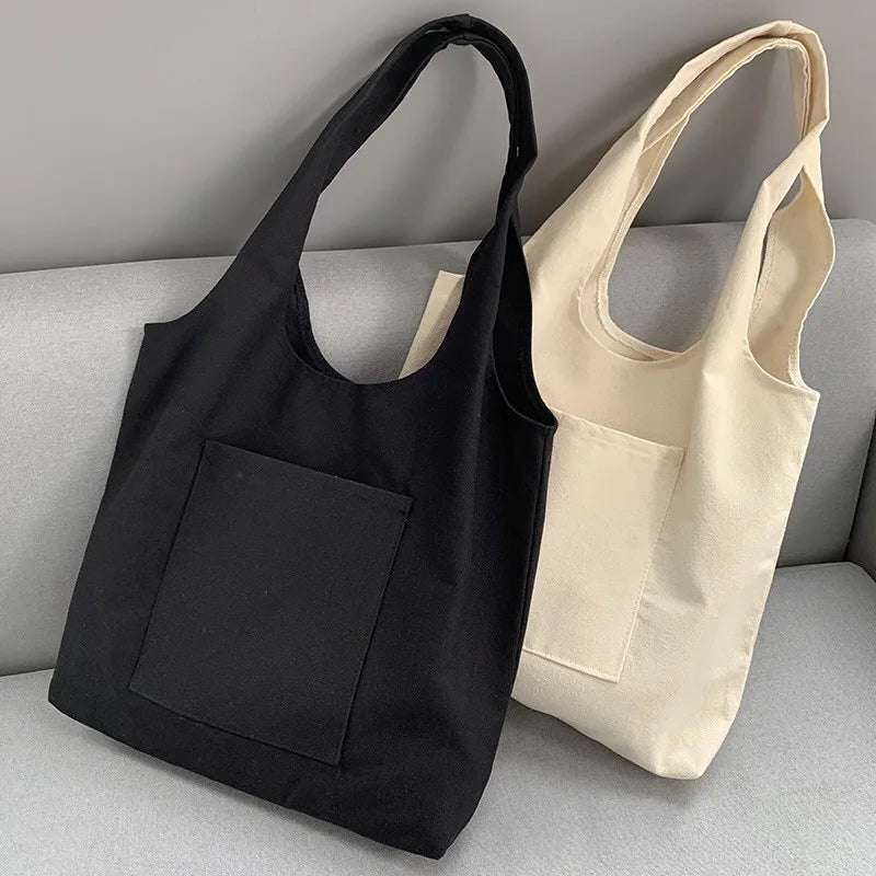 Cotton Ins Canvas Shoulder Tote Bag Blank Plain Canvas Bags for Students School Books