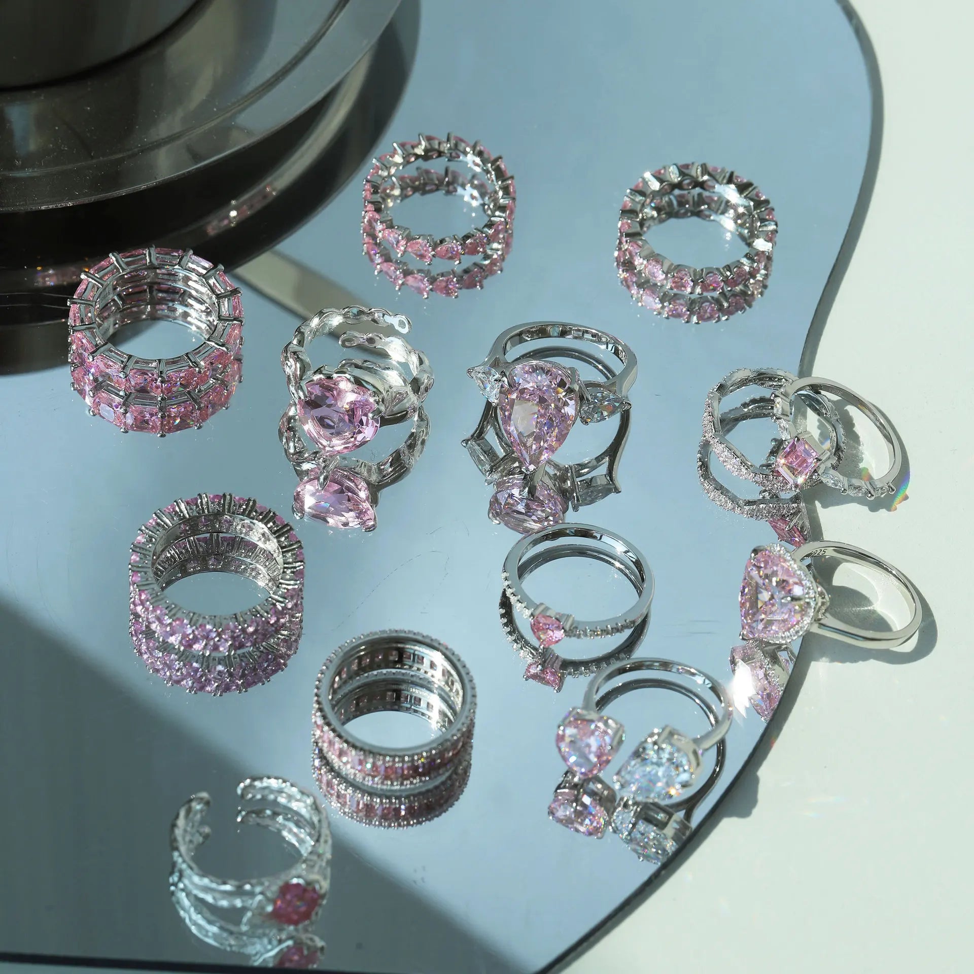Heart Collection 8A/5A Cz Bling Diamond 925 Sterling Silver Engagement Custom Pink Heart Ring Wedding Rings Jewelry Women