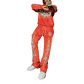 Top Fashion Custom Acid Washed 100% Cotton Flared Sweatpants and Stack Hoodie Sweat Pants Vintage Jogger Set Tracksuit Men