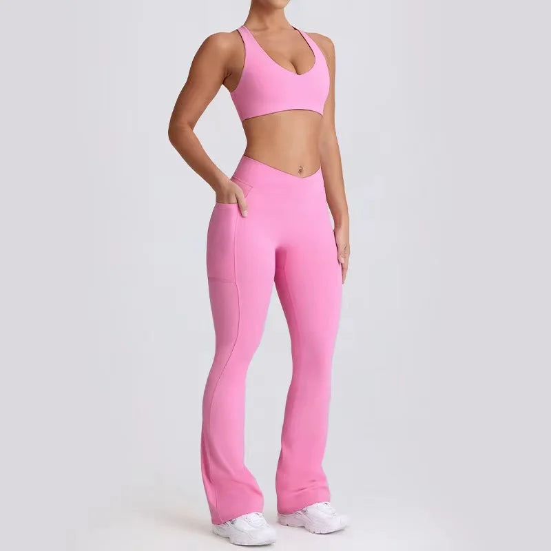 Promotion Stock European and American Printed Two Piece Yoga Set Hip Lifting Elastic Yoga Pants Sports Underwear Fitness Set