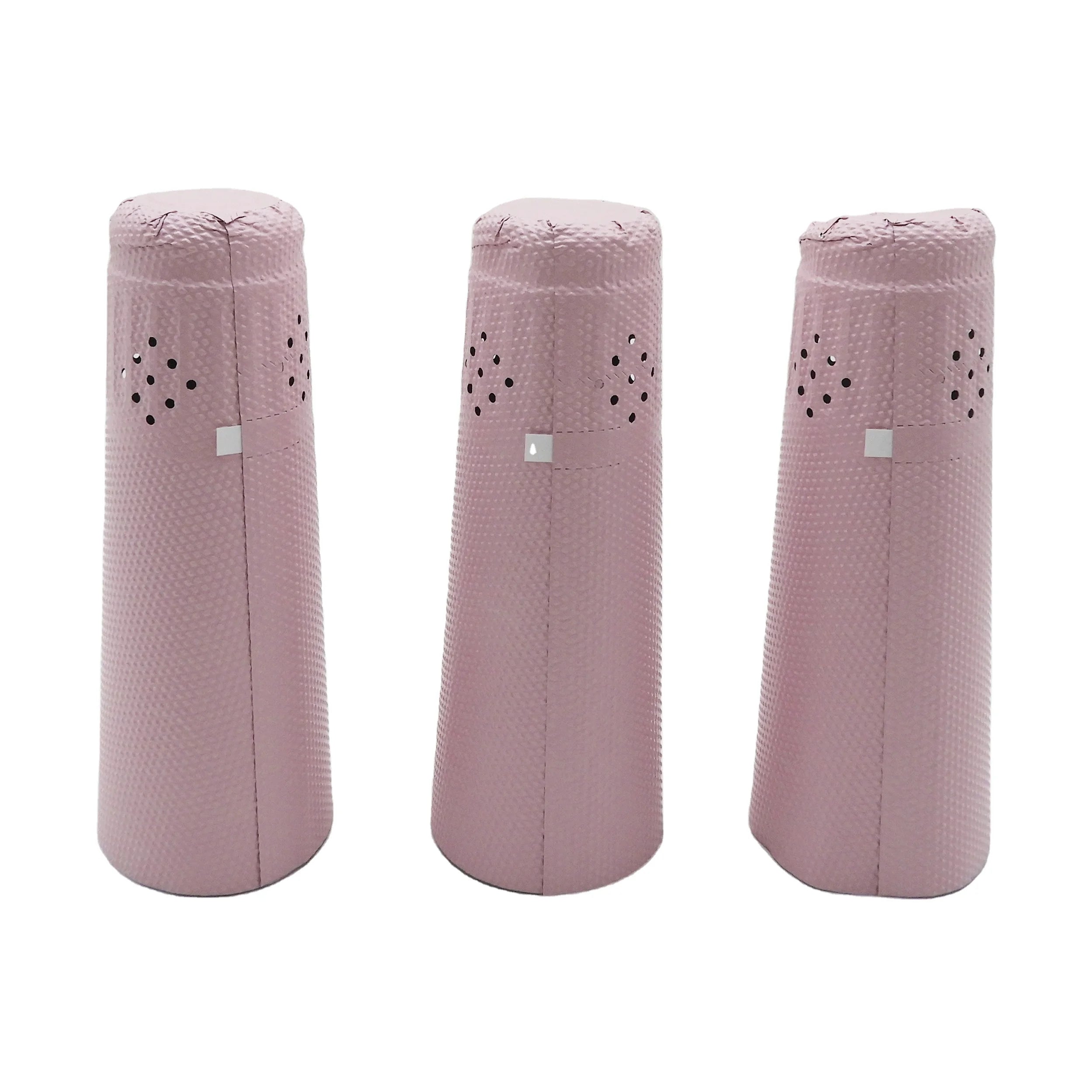 Custom Logo Aluminium Foil Capsule for Sparkling Bottles 34*120mm Pink Color Champagne Capsule