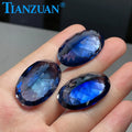 22*35mm 76ct Natural Cut Dark Blue Oval Shape Lab Grown Sapphire Corundum Gem Stone for Jewelry Making