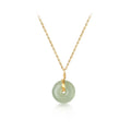 Tongxin Small and Safe Buckle Necklace Fashion Hetian Jade Round Pendant S925 Silver Plated 18k Gold Necklace for Women