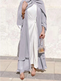 Latest Fashion Turkish Plain Color Muslim Dress  Luxury Elegant Women Front Open Islamic Abaya