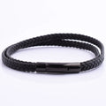 Simple Style Stainless Steel Accessories Clasp Double Braided Leather Bracelet Personalized Leather Bracelet for Men