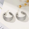 Fashion Brushed Circle Metal Earrings Euro-American C-shaped Personality Hoop Women Stud Retro Chunky Earrings