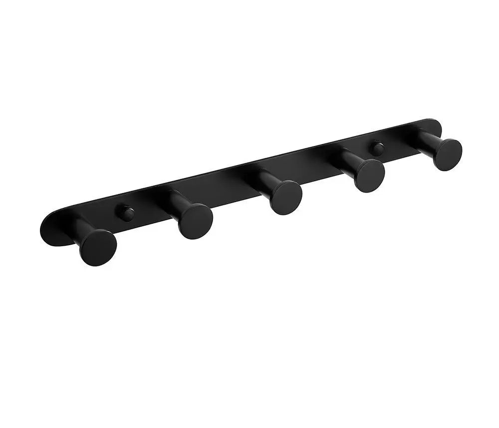 Hotel Bathroom Storage Rack Utensil Hanger with Robe Hooks Modern Stainless Steel 5 Hooks Easy to Clean