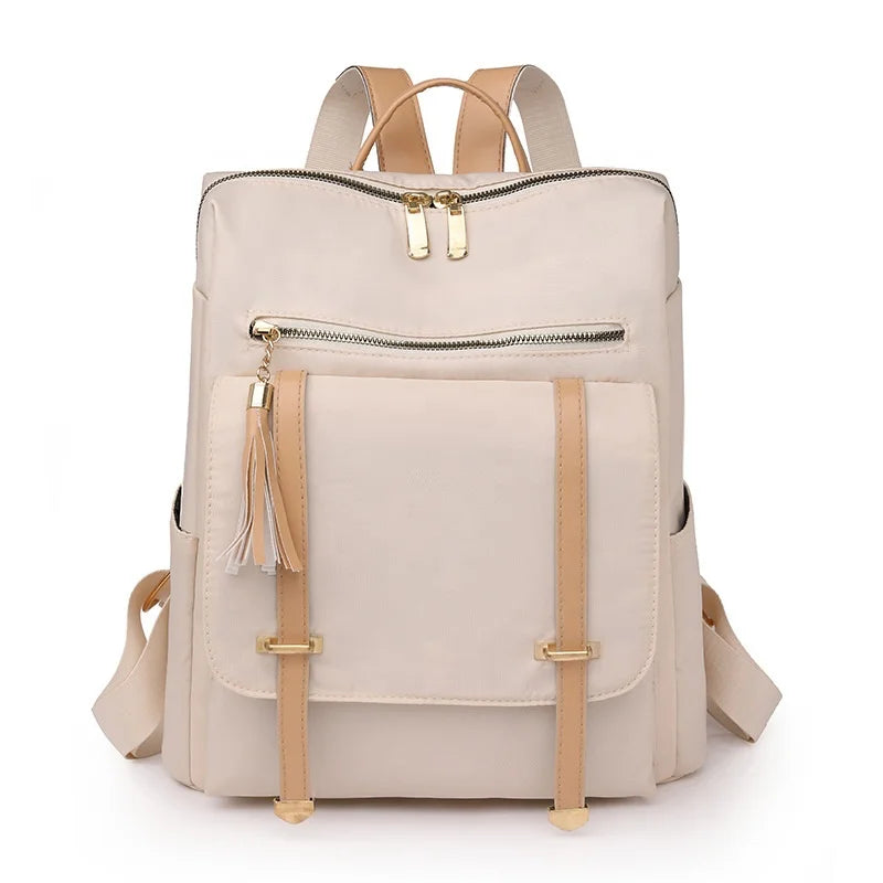 Wholesale Female Tassel Zip Backpacks High Capacity Splice Color Travel Backpack College Students Girls Shoulder Bags