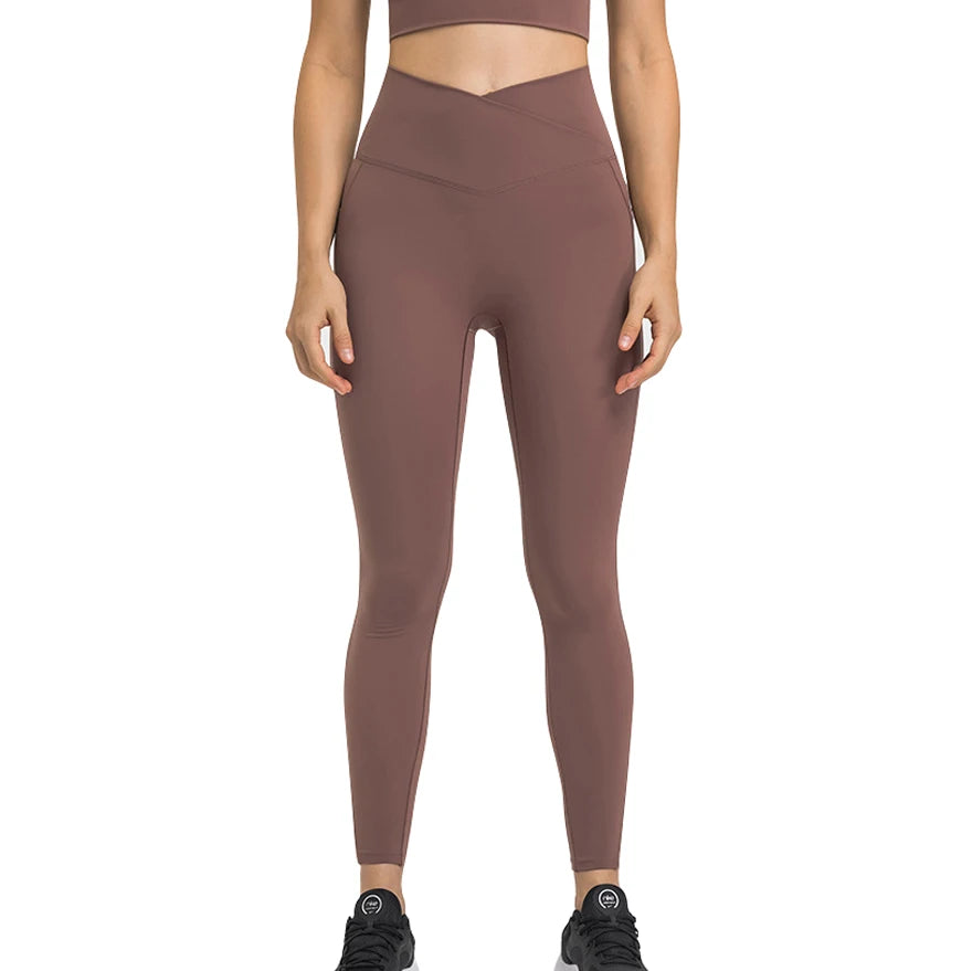 New Women Compression Quick Dry Soft Exercise Gym V Cut Yoga Pants Leggings With Pockets