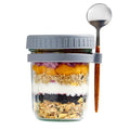 350ml Airtight Glass Jar Breakfast Oatmeal Cereal Cup Overnight Oats Containers with Lid and Spoon with Measurement Marks