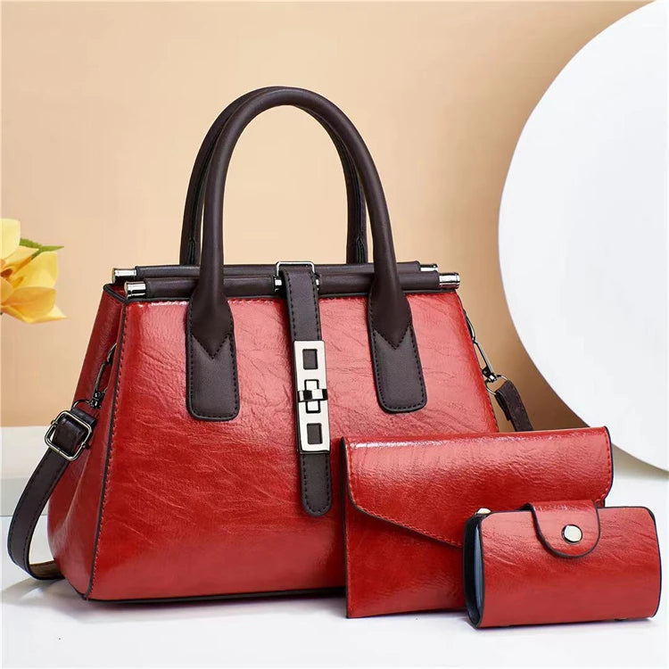 High Quality Branded Price Pu Lady Bags Leather Women Luxury 3pcs Handbag Sets