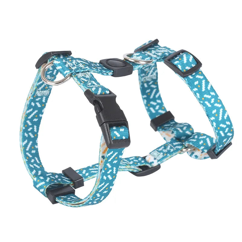 2024 Pet Products Factory Free Design H Shaped Dog Harness New Tetoron Webbing High Brightness Adjustable Mini Dog Harness