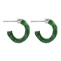 Green Enamel C Shaped Hoop Earrings Womens Elegant Geometric Hooped Earring Custom 925 Sterling Silver Fine Designer Jewelry