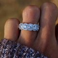 GR57 Luxury Halo Setting Diamond Fine Jewelry 925 Sterling Silver Cubic Zirconia Round Cut Eternity Ring Rhodium Plated Women