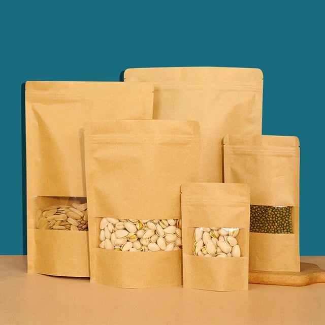 Hot Sale Gravure Printed Custom Biodegradable Kraft Paper Packaging Bags 250g 500g Food Grade Recyclable Zipper Top Stand Bag