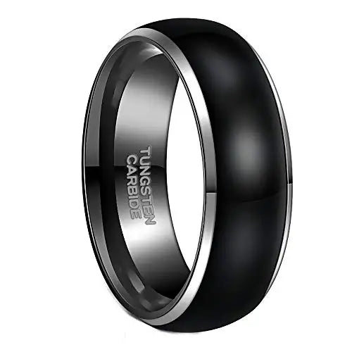 OAHLAN 8mm Mens Ring Black Polished Tungsten Carbide Rings Wedding Engagement Bands Women Couple Ring Jewelry Dropshipping