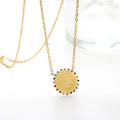 Personalized Valentine's Day Gift Pendant Necklace Round 18K Gold Plated Engraved Stainless Steel Coin Pendant Necklace for Men