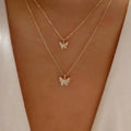 Simple Fashion Two-piece Set Double Butterfly Zircon Necklace Collarbone Chain Necklace Gifts for Women