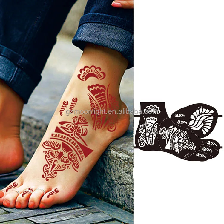 OEM & ODM Custom PVC Temporary Tattoo Stencil Kit Henna Stickers 3-Layer Reusable for Kids Teenagers Adults